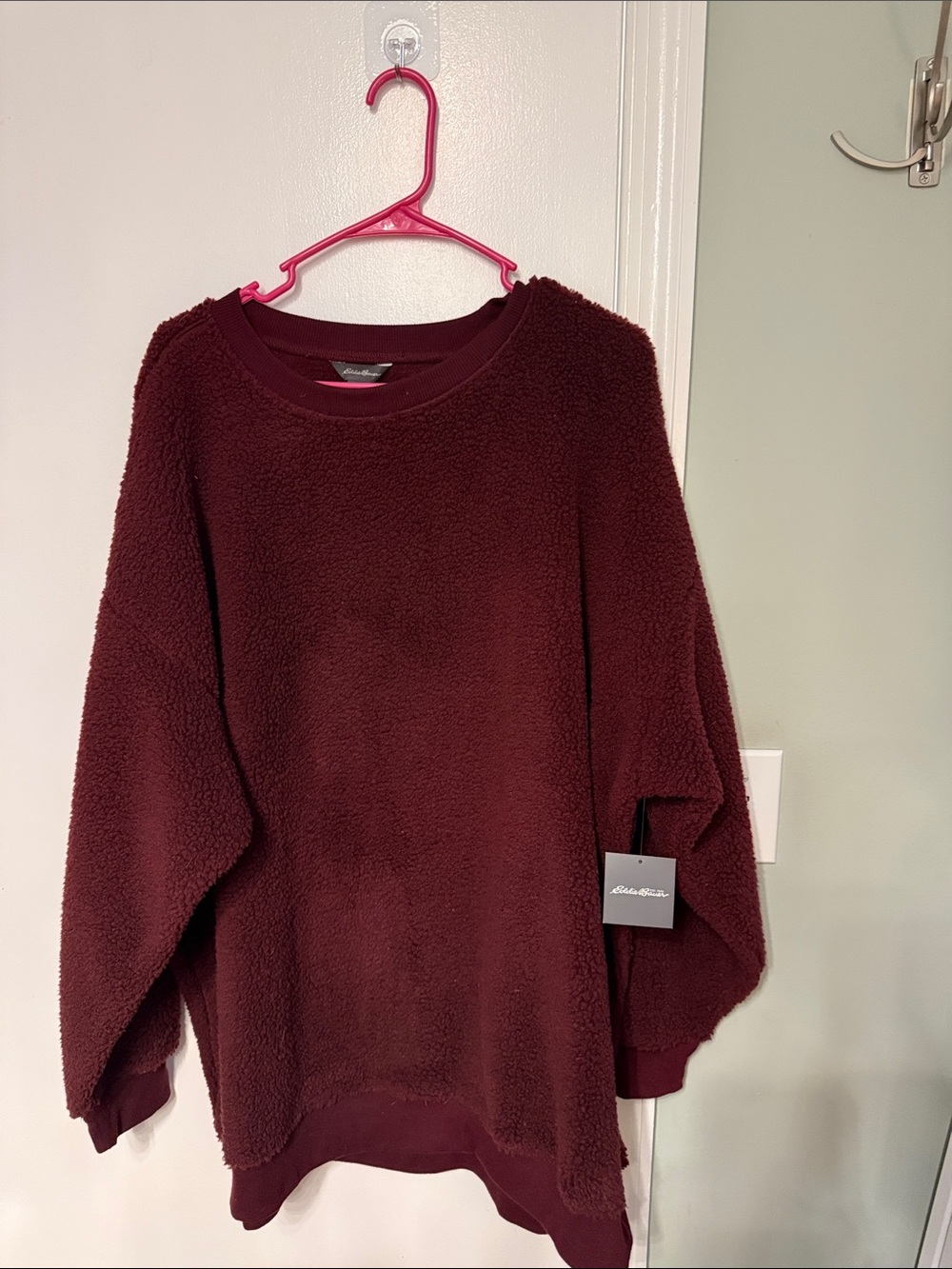 Eddie Bauer Maroon Sherpa Crewneck Sweater